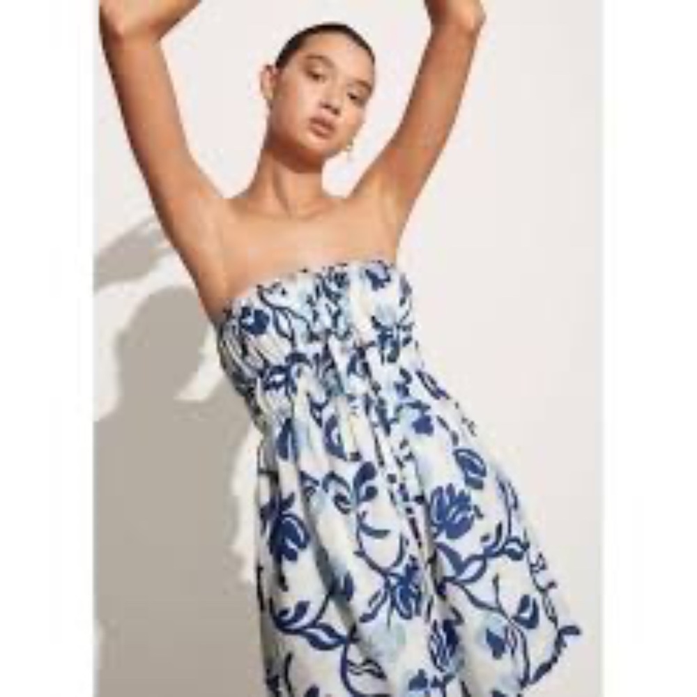 Faithfull Printed Smock-Waist Mini Dress